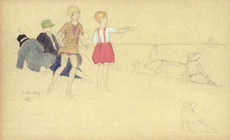 Joseph E.Southall Figures on the Beach